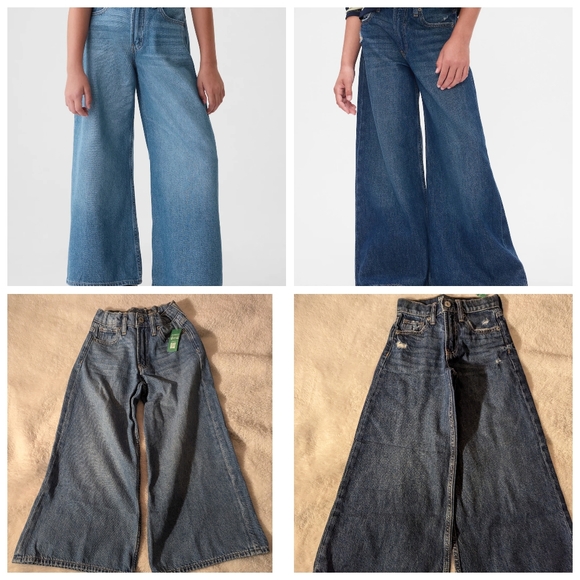 2 Pairs Gap Baggy Wide Leg Kids Jeans Size 7 Slim NWT